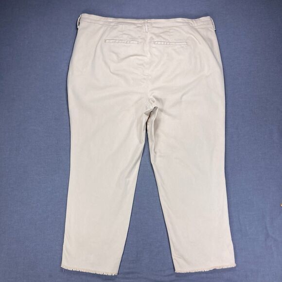 NYDJ Pants Womens Sz 20W Tan Khaki Marilyn Straight Leg Stretch Frayed Hem Ankle - Picture 8 of 16